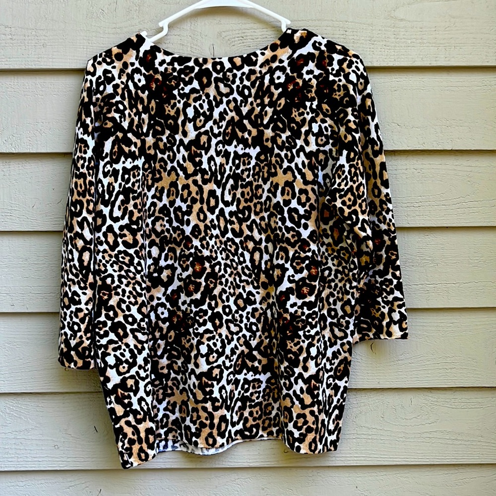 1x Talbots like new plus petite leopard pure merino wool knit sweater Wild hope - Picture 10 of 10